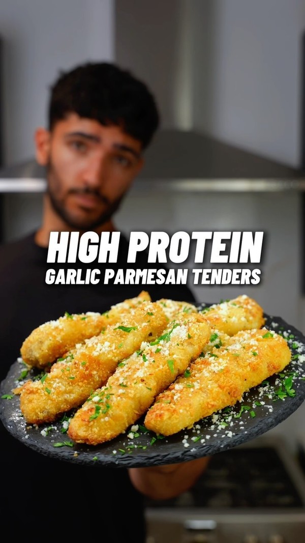 High Protein Crispy Garlic Parmesan Chicken Tenders