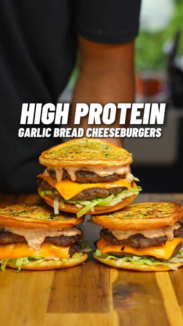 Easy High Protein Garlic Bread Cheese Burgers