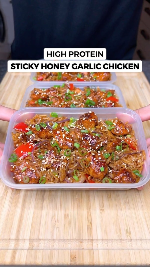 High Protein Sticky Honey Garlic Chicken