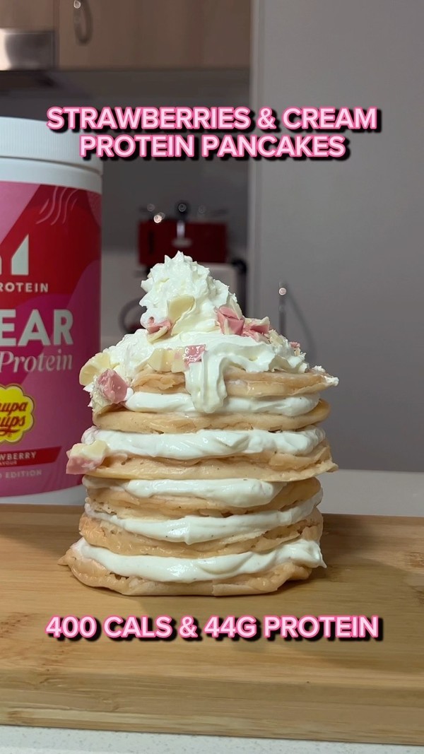 Strawberries & Cream Protein Pancakes