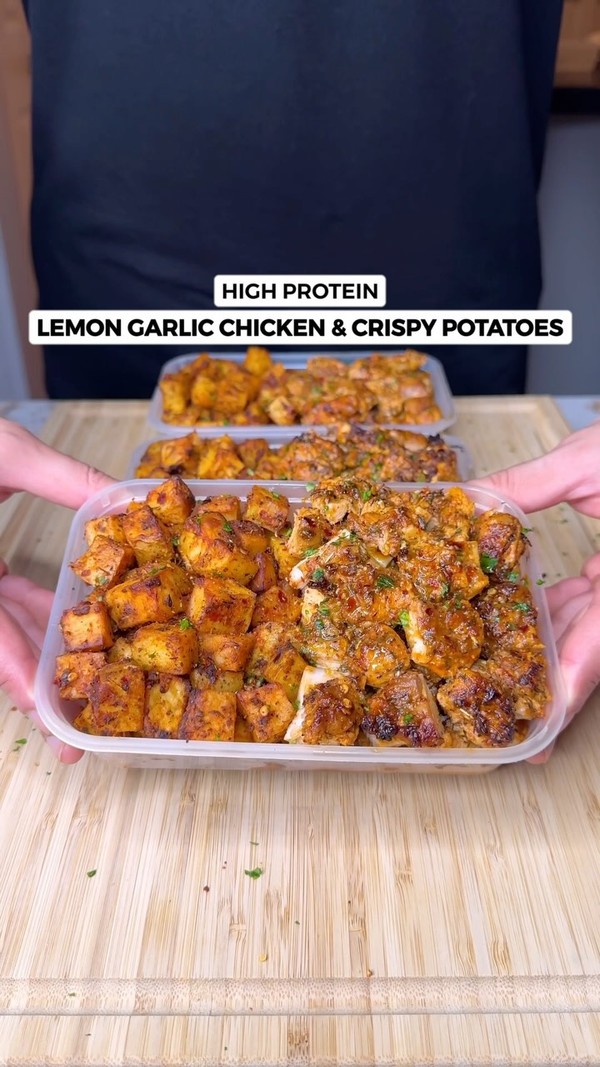 High Protein Lemon Garlic Chicken & Crispy Potatoes