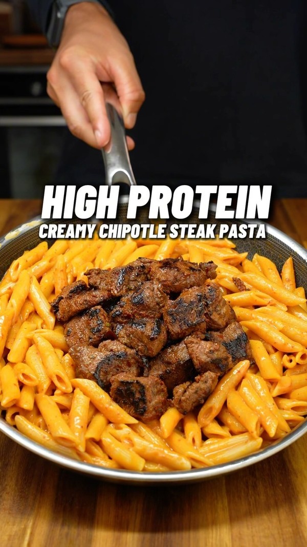High Protein Creamy Chipotle Steak Pasta