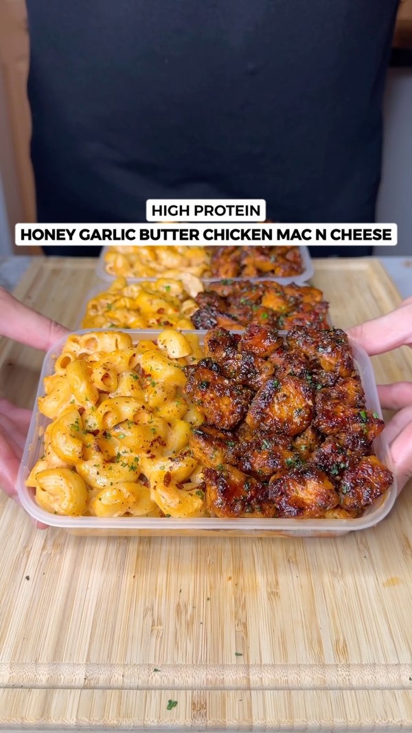 High Protein Honey Garlic Butter Chicken Mac n Cheese