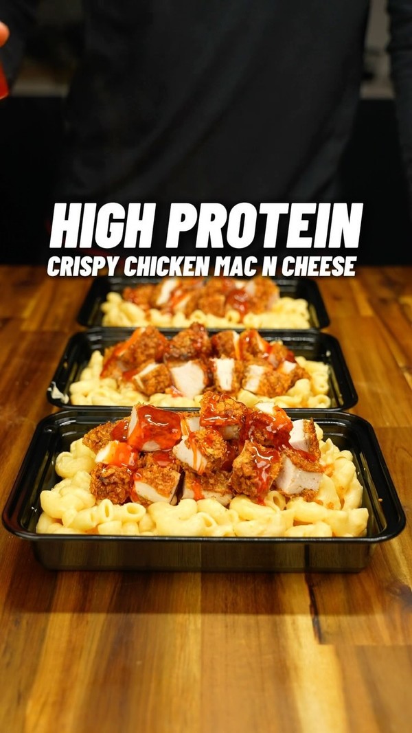 High Protein Crispy Chicken Mac n Cheese