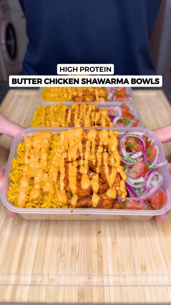 High Protein Butter Chicken Shawarma Rice Bowls