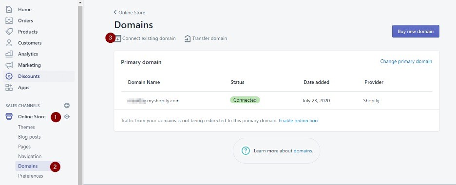 Shopify add domain
