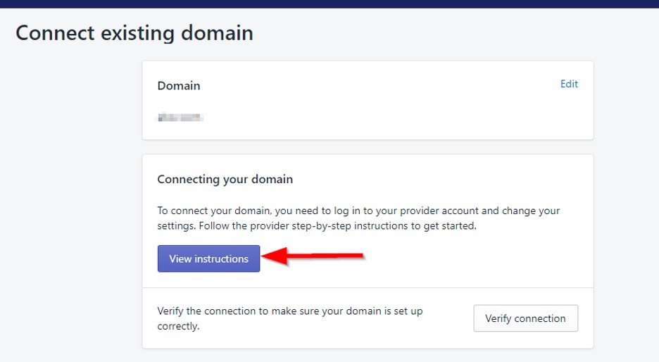 Shopify domain view instructions