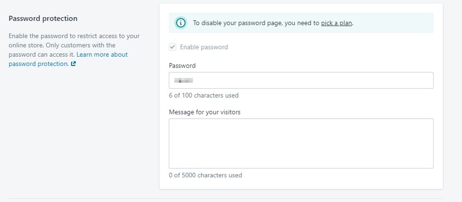 Shopify password protection