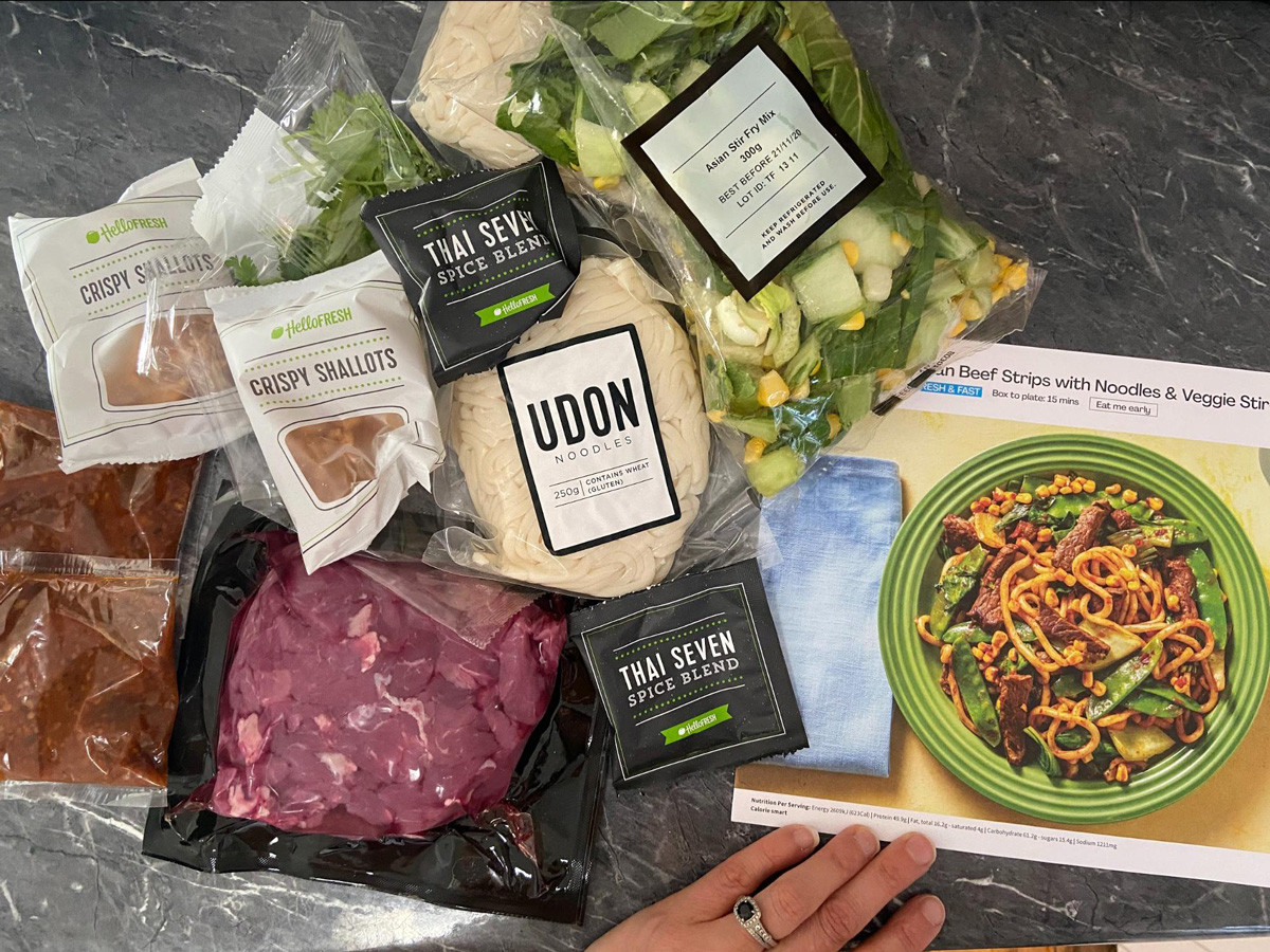 Ingredients for HelloFresh Asian Beef Strips with Noodles & Veggie Sirfry