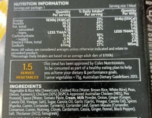 Pea protein on the ingredients list of Coles PerForm Meals.