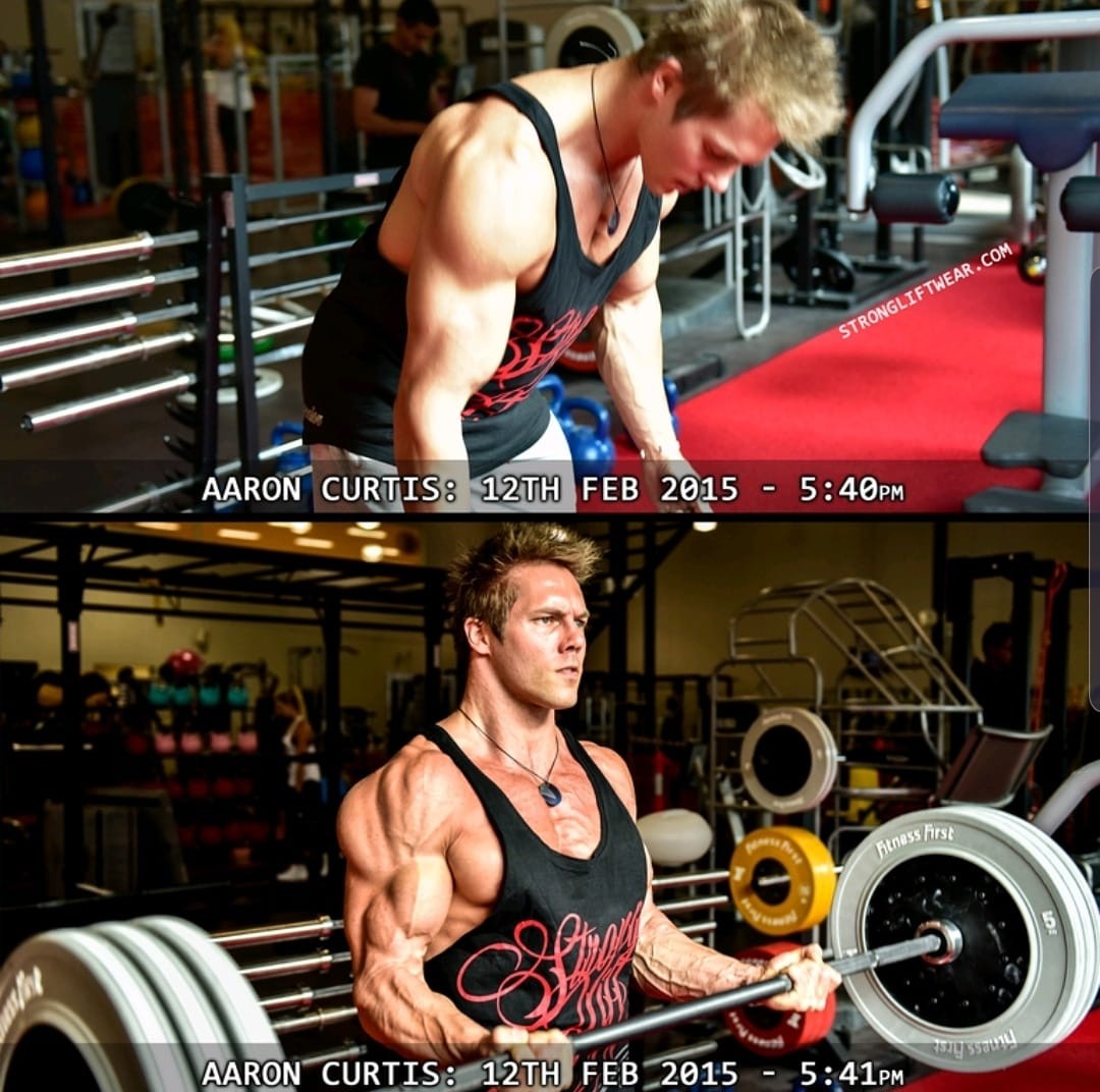 Aaron Curtis before and after Flexed