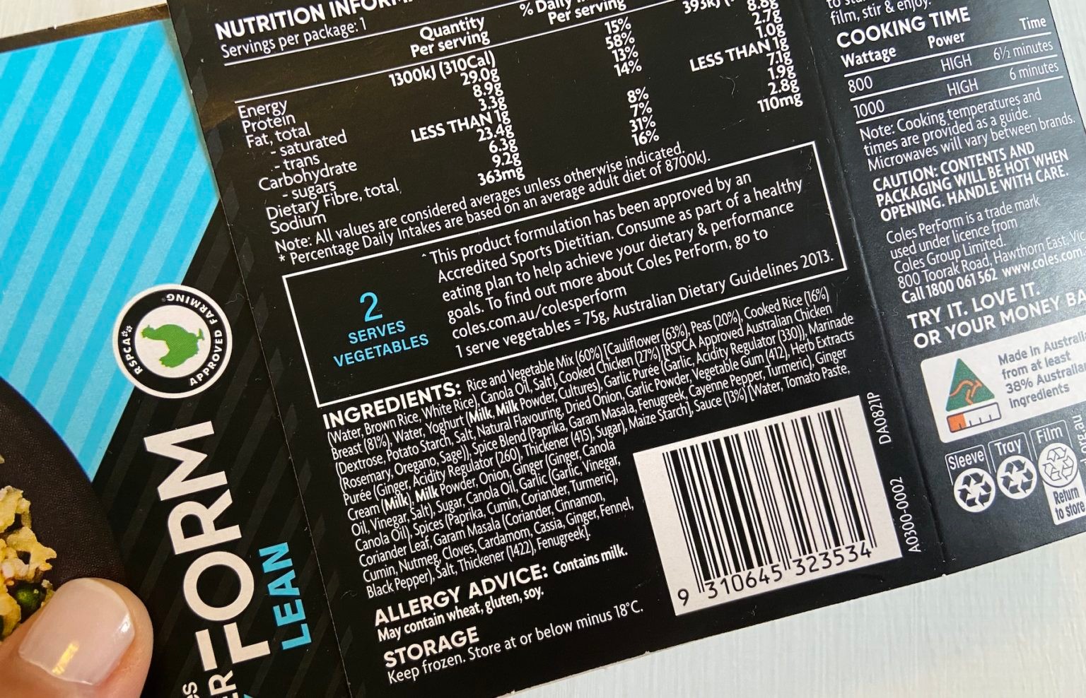 Nutritionist Review Coles PerForm Lean meals MealPrep