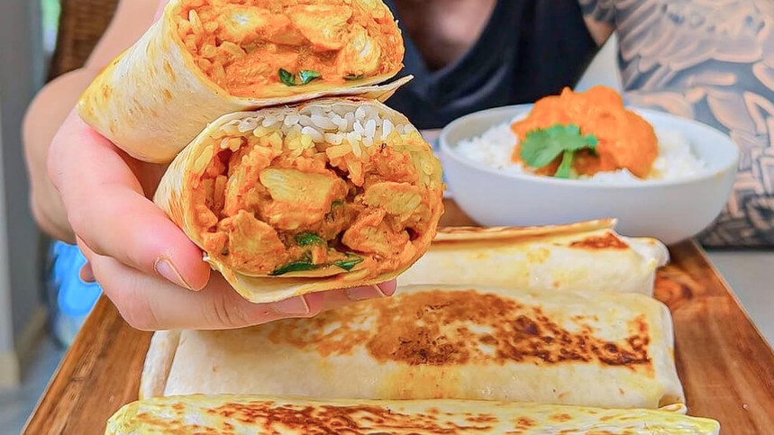 Butter Chicken Burrito Meal Prep by Aussie Fitness