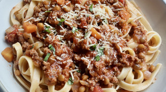 Beef & Lentil Bolognese by Chelsea Goodwin