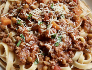 Beef & Lentil Bolognese by Chelsea Goodwin