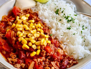 Beef Chilli Con Carne with Rice by Chelsea Goodwin