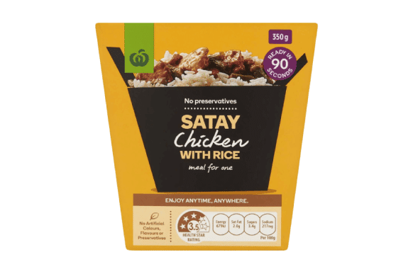 Which Australian Ready-Made Meal Brand Has the Healthier Satay Chicken?